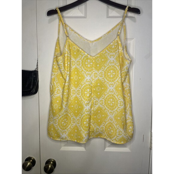 TECREW Yellow Tile Print Cami Top | Size L Summer Boho Festival Tank - Picture 4 of 6